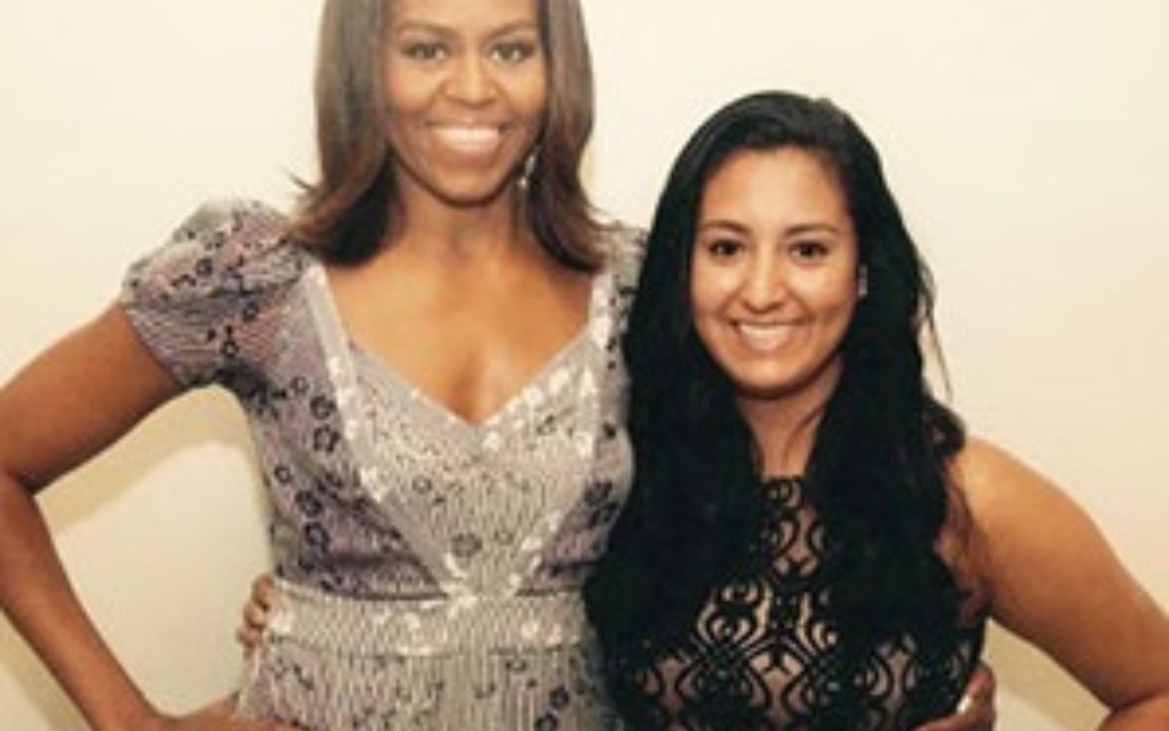 First Lady Michelle Obama and Trinity College Posse alumna Karla Mardueno.